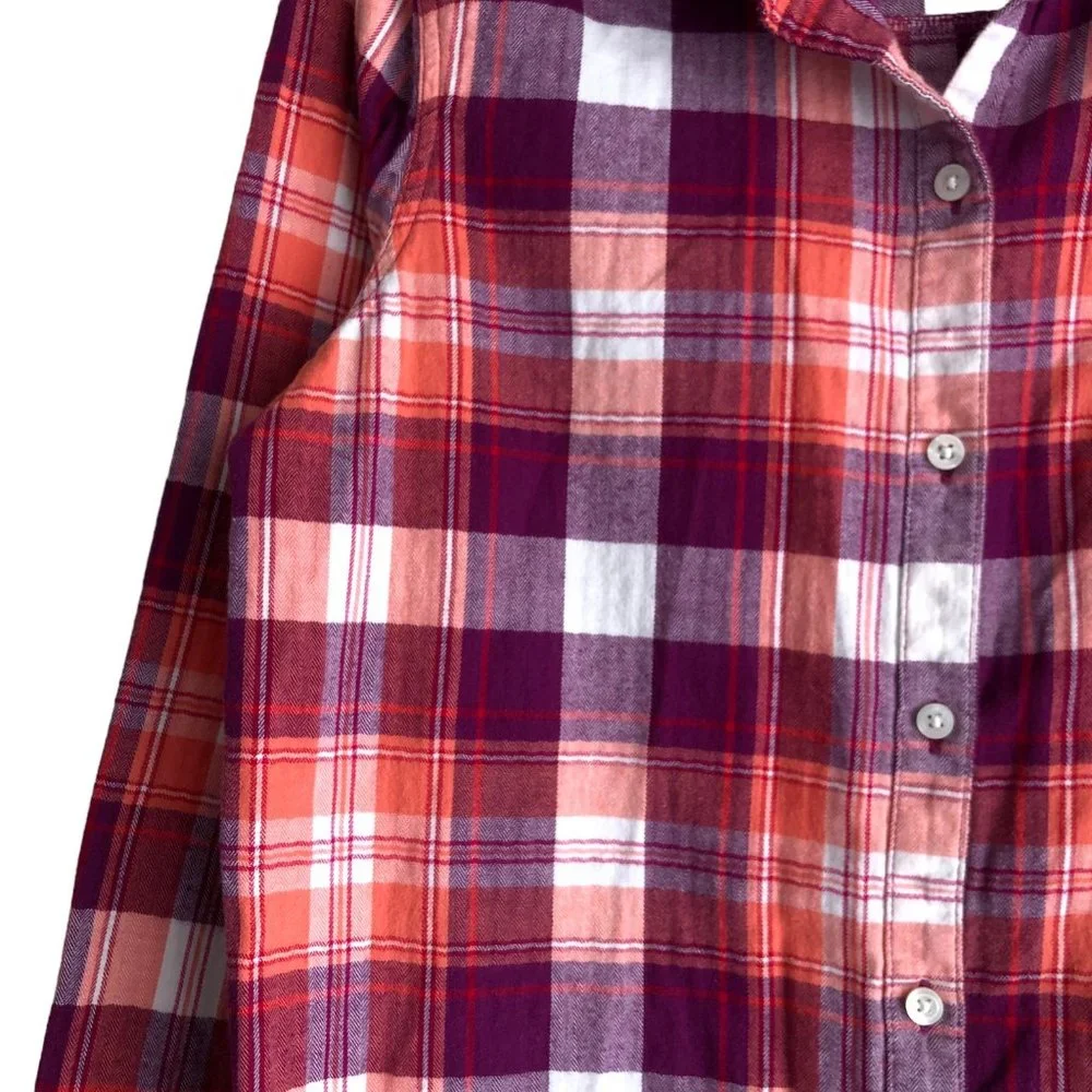 Old Navy Women's Flannel Shirt Size L Plaid 100% Cotton Long Sleeve Classic - Picture 9 of 11